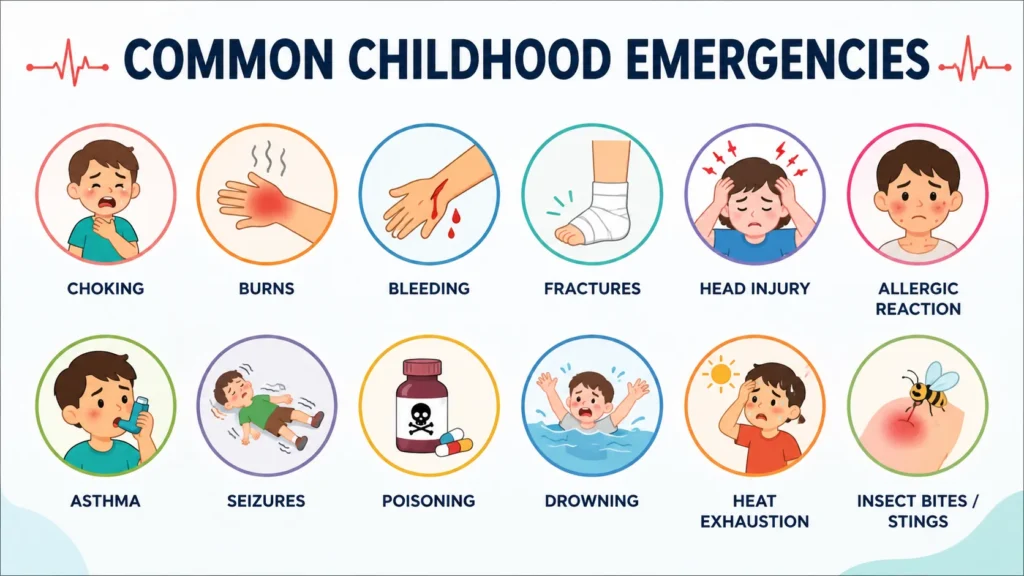 Common childhood emergencies infographic