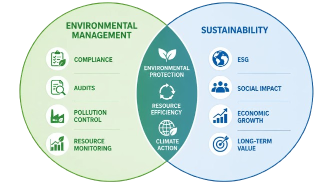 Environmental Management vs Sustainability: What's the Difference? 3 Environmental management and sustainability overlap removebg preview